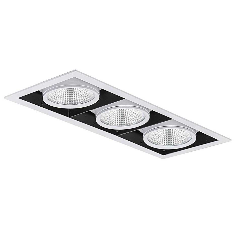 چراغ LED مولتی دانلایت سه خانه توکار 80 وات یخی با قطر 12.5سانتی متر و ماژول ViVo اوربیتال مازی نور