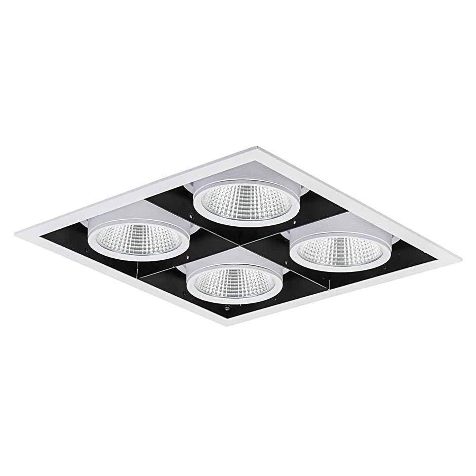 چراغ LED مولتی دانلایت چهار خانه توکار 106 وات یخی با قطر 12.5 سانتی متر و ماژول ViVo اوربیتال مازی نور