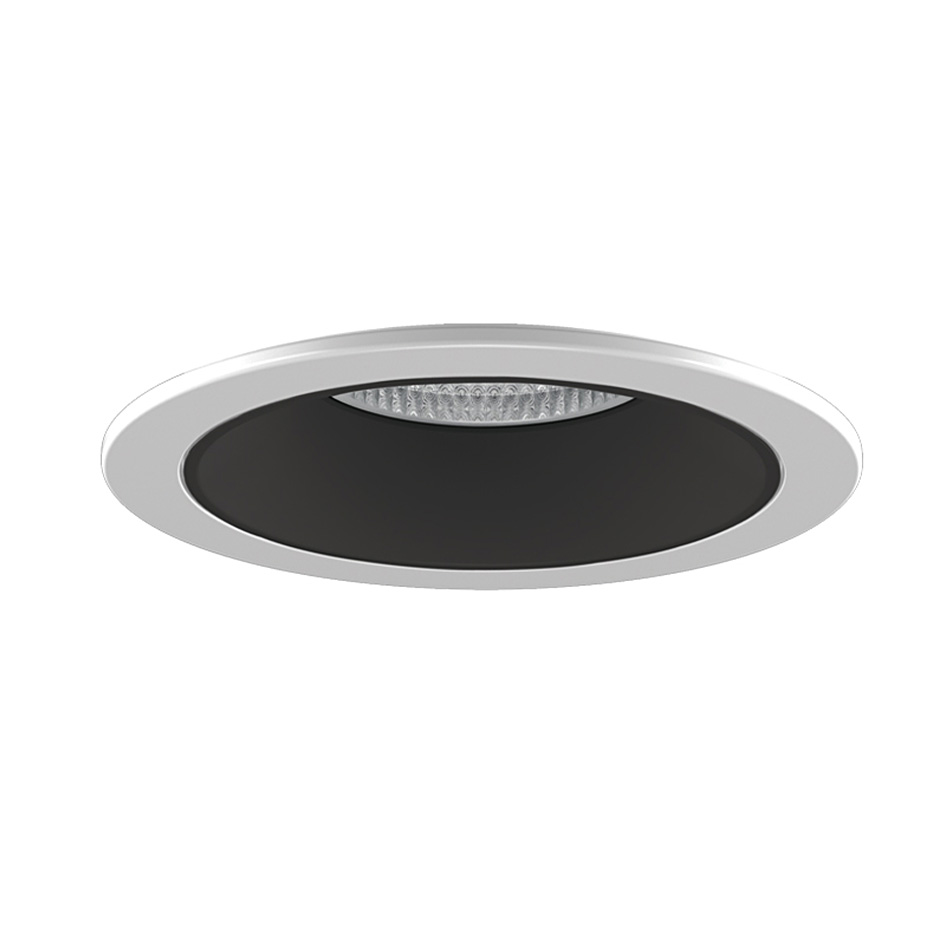 چراغ LED دانلایت توکار سفید دهانه 10 سانتی متر 16 وات یخی با رفلکتور M و شیدر مشکی دیانا کامفورت مازی نور 