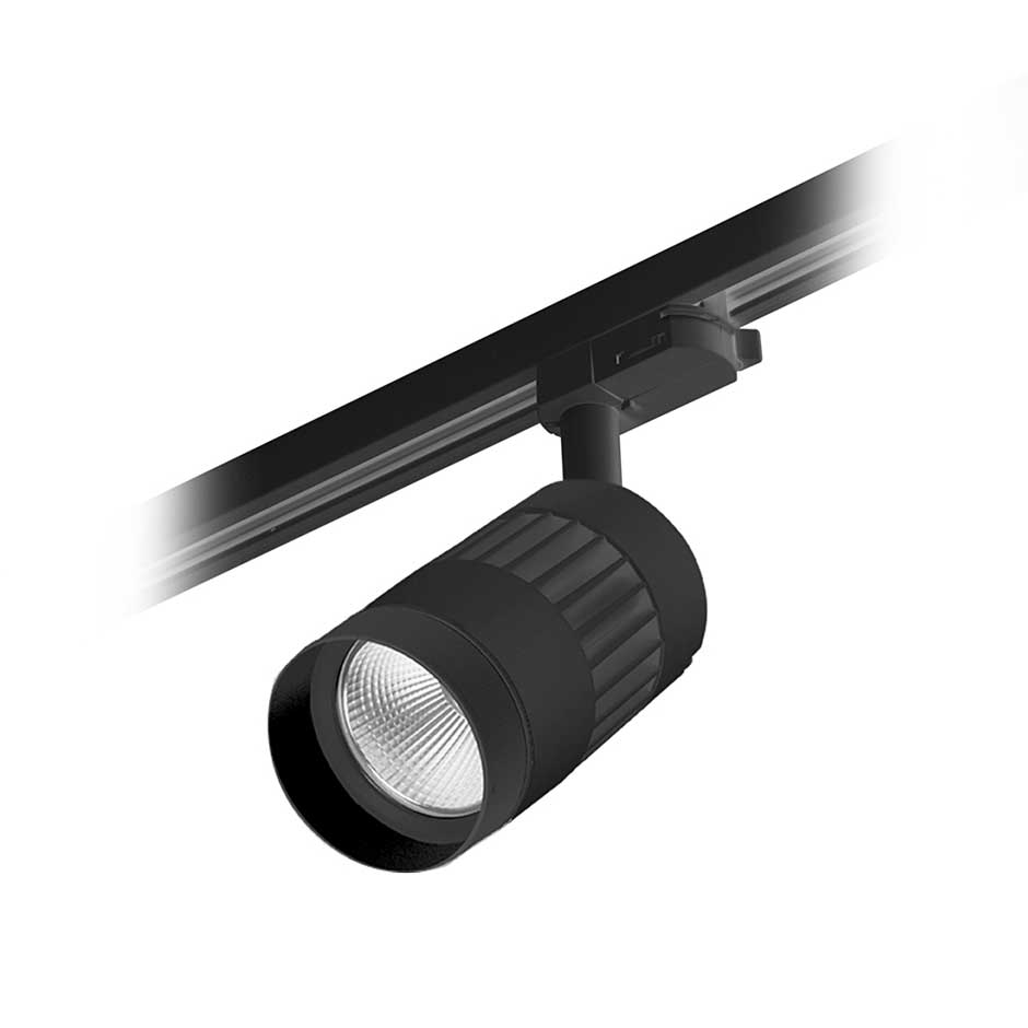 چراغ LED ریلی مشکی 20 وات آفتابی تک فاز به قطر 9 سانتی متر با ماژول برق مستقیم و رفلکتور M نواترن مازی نور