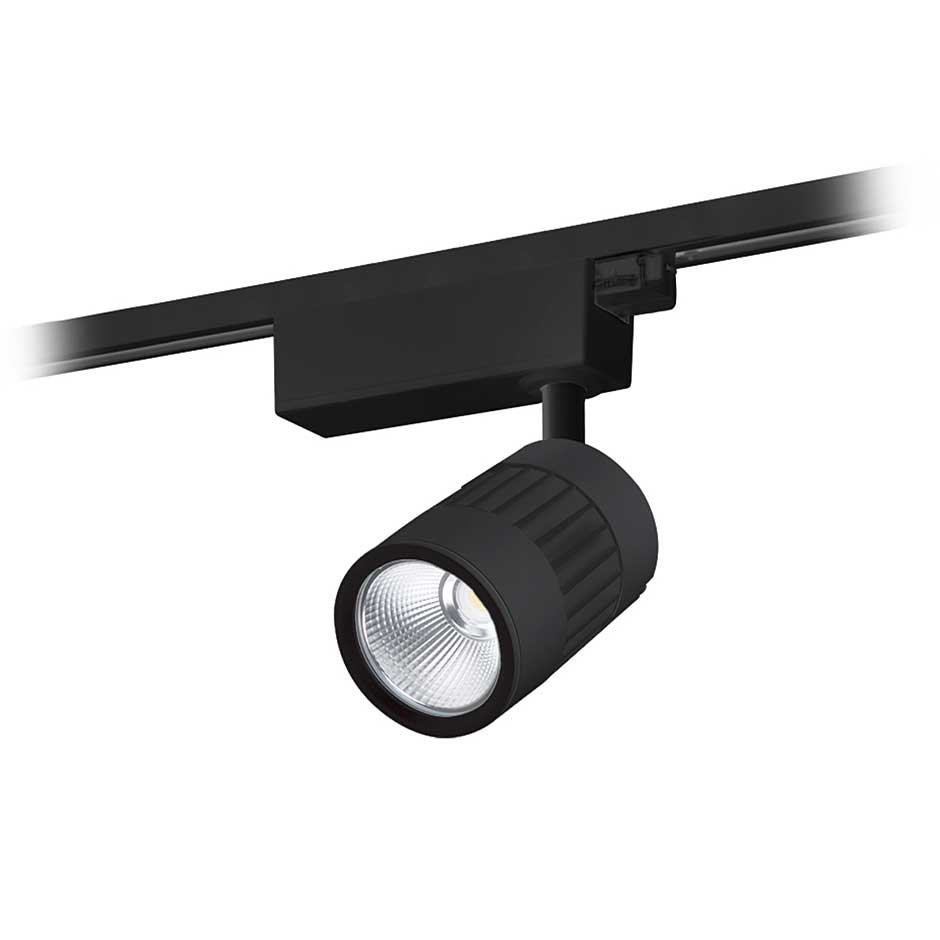 چراغ LED ریلی مشکی 26 وات یخی تک فاز به قطر 9 سانتی متر با ماژول ViVo و رفلکتور M نواترن مازی نور