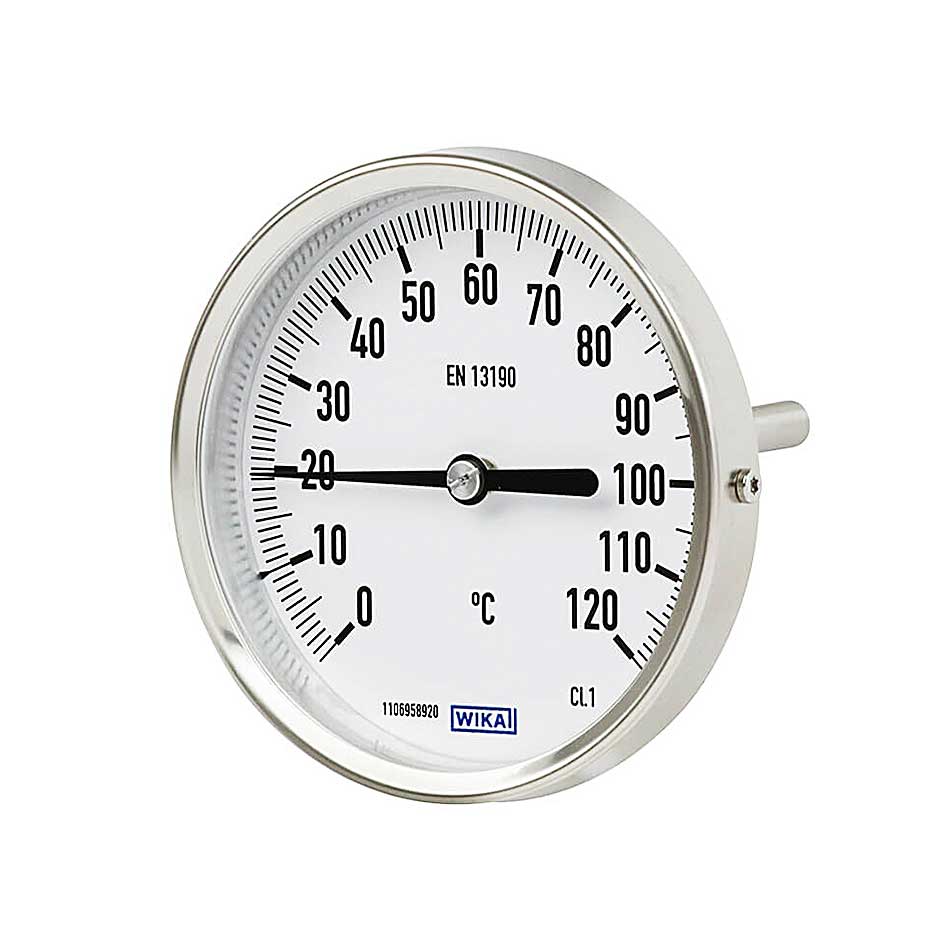 گیج دما (ترمومتر) بی متال ویکا 30- تا 70+ درجه سانتیگراد صفحه 10 سانتی طول 160 میلی متر قطر 6 میلی متر مدل A52