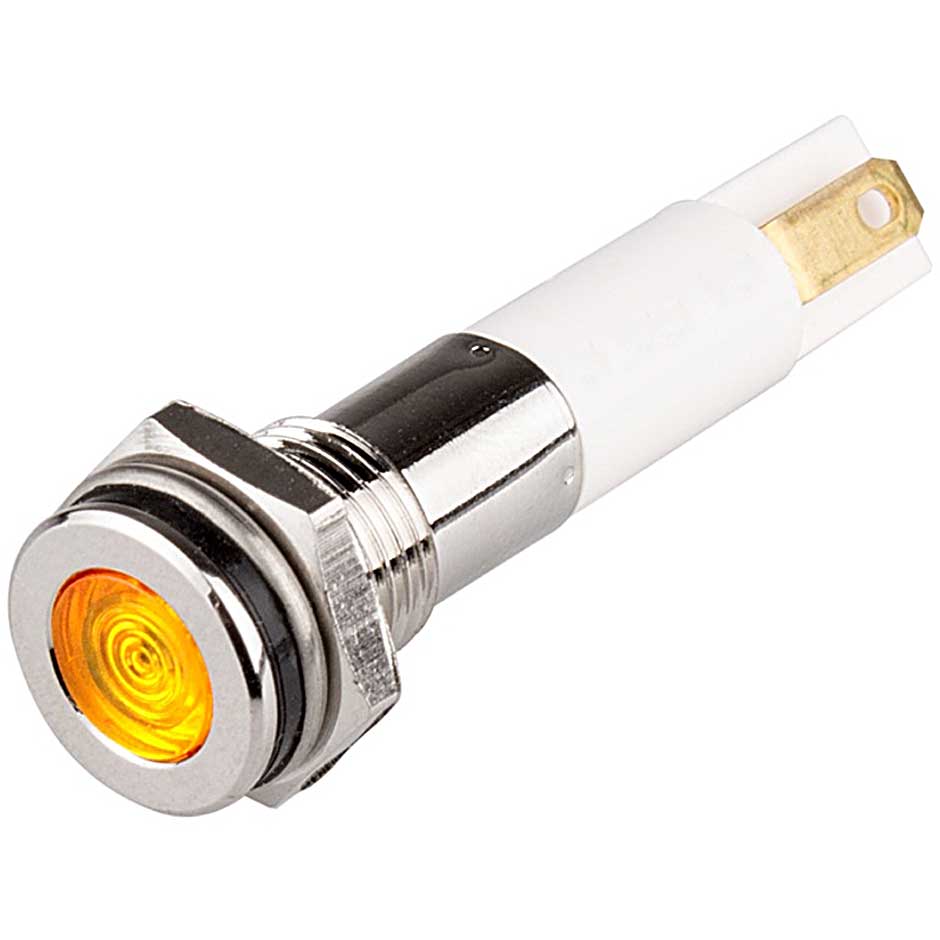 چراغ سیگنال LED زرد فلزی با قطر 8 میلمتری 220 ولت AC منیکس