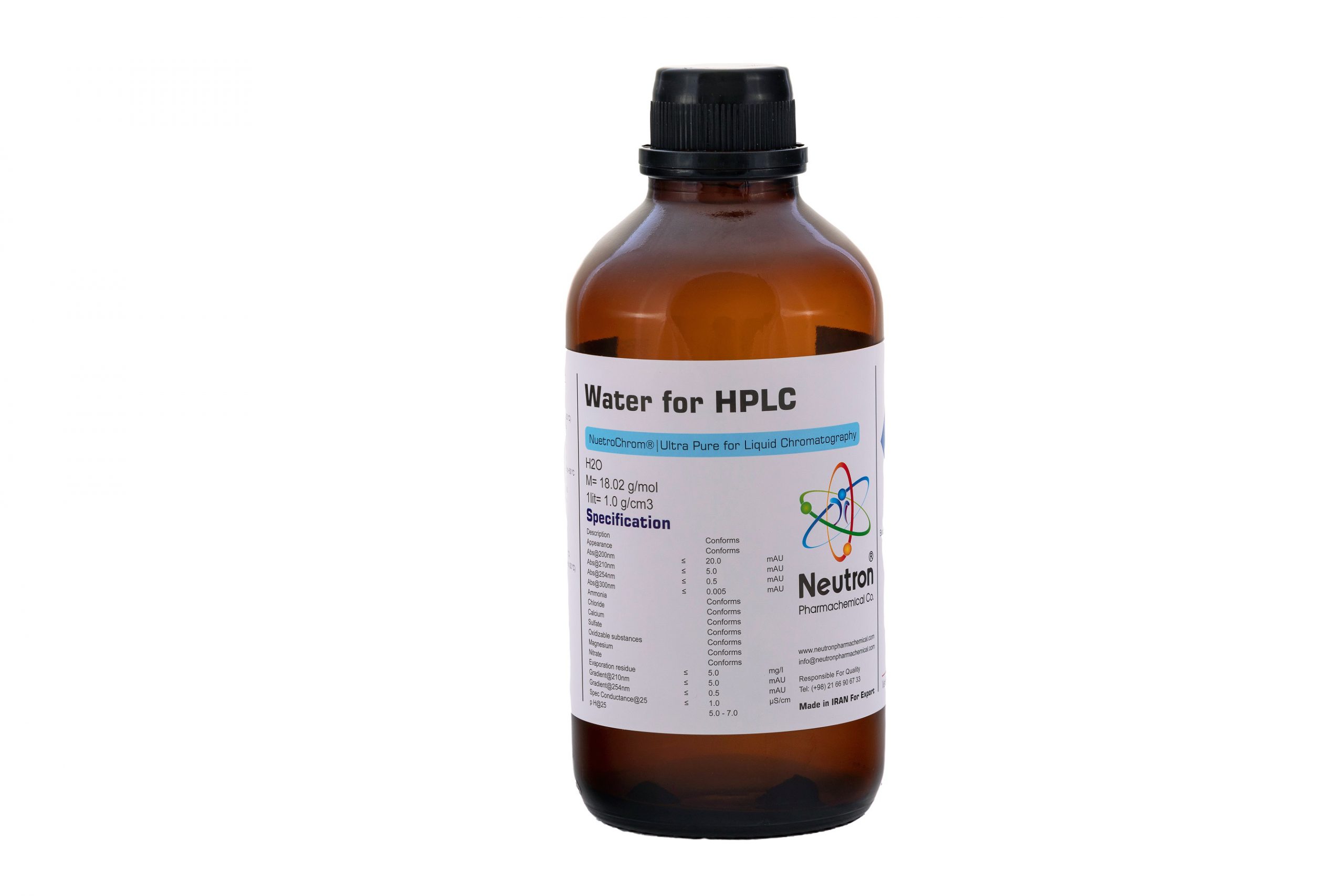 آب 2.5 لیتری بطری شیشه ای گرید HPLC، شیمی دارویی نوترون