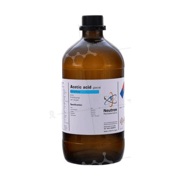 اسید استیک گلاشیال 100 درصد 1 لیتری بطری شیشه ای گرید USP، شیمی دارویی نوترون