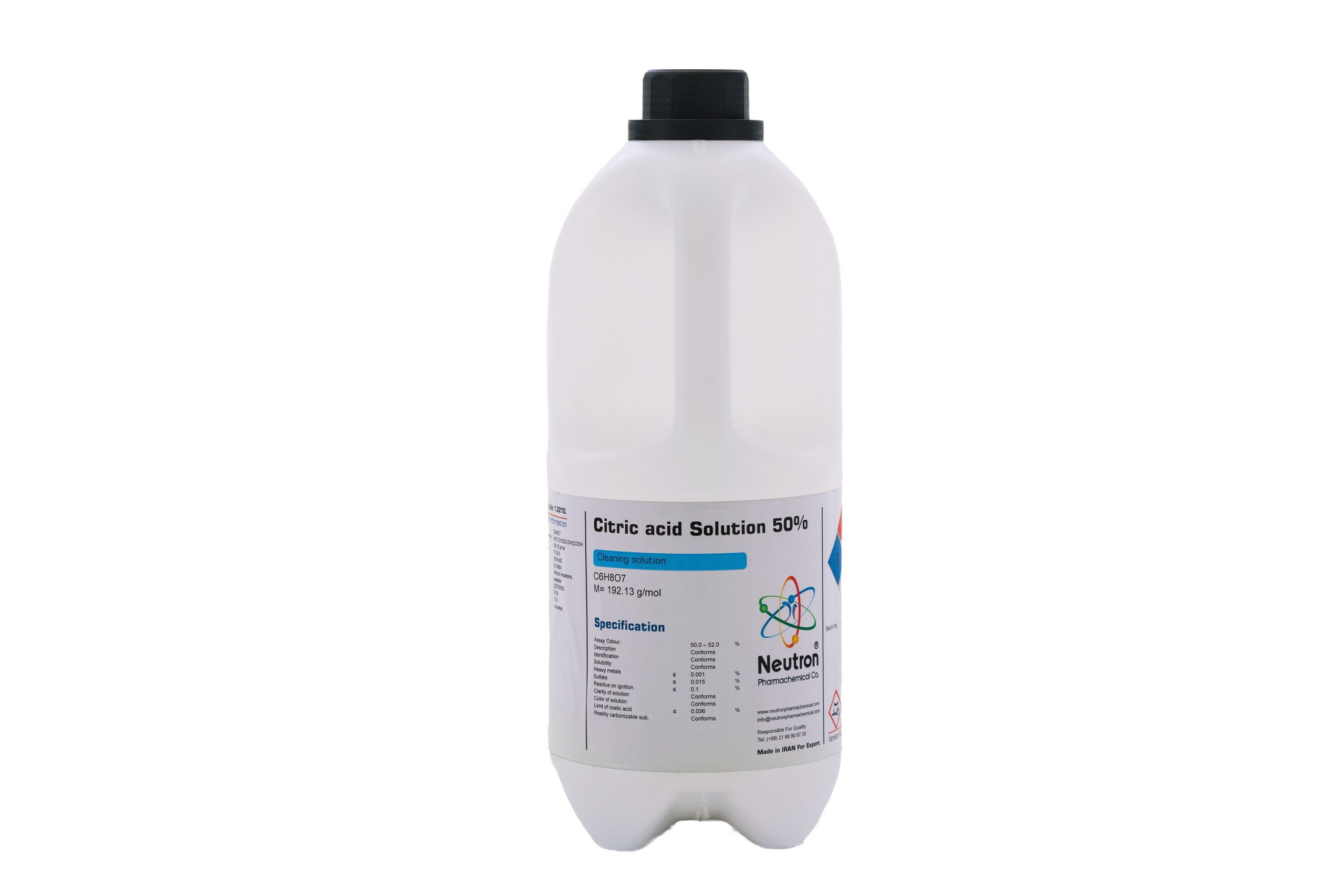  اسید سیتریک محلول 50 درصد 2.5 لیتری بطری پلاستیکی گرید Cleaning، شیمی دارویی نوترون