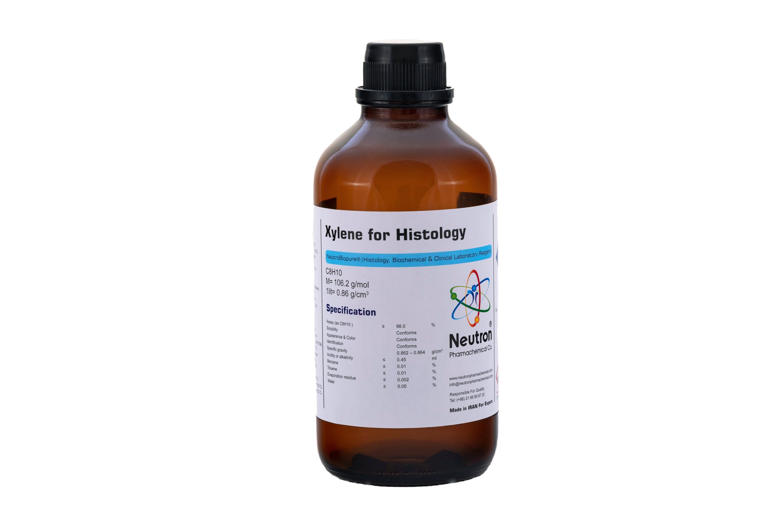 زایلین 98 درصد 2.5 لیتری بطری شیشه ای گرید Histology، شیمی دارویی نوترون