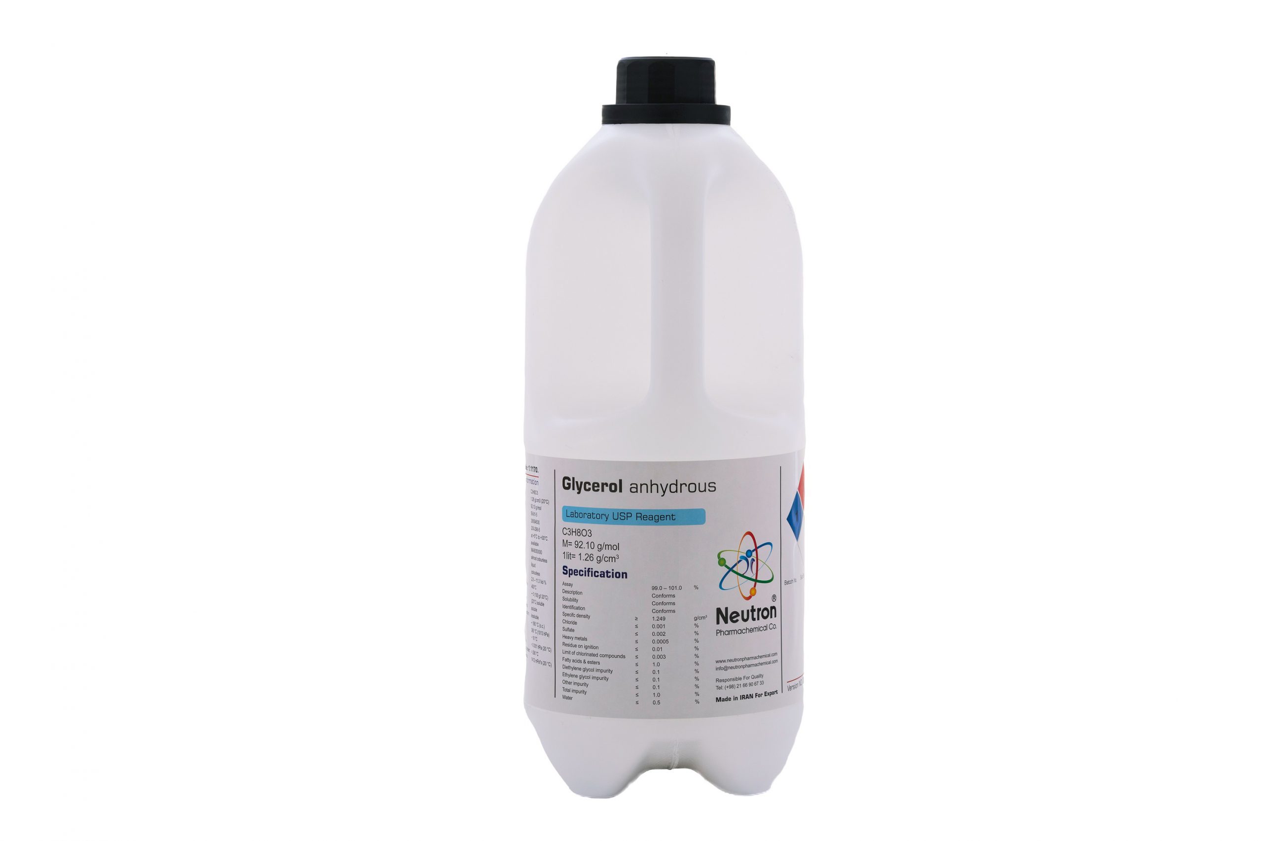 گلیسرول (گلیسیرین) 99 درصد 2.5 لیتری بطری پلاستیکی گرید USP، شیمی دارویی نوترون