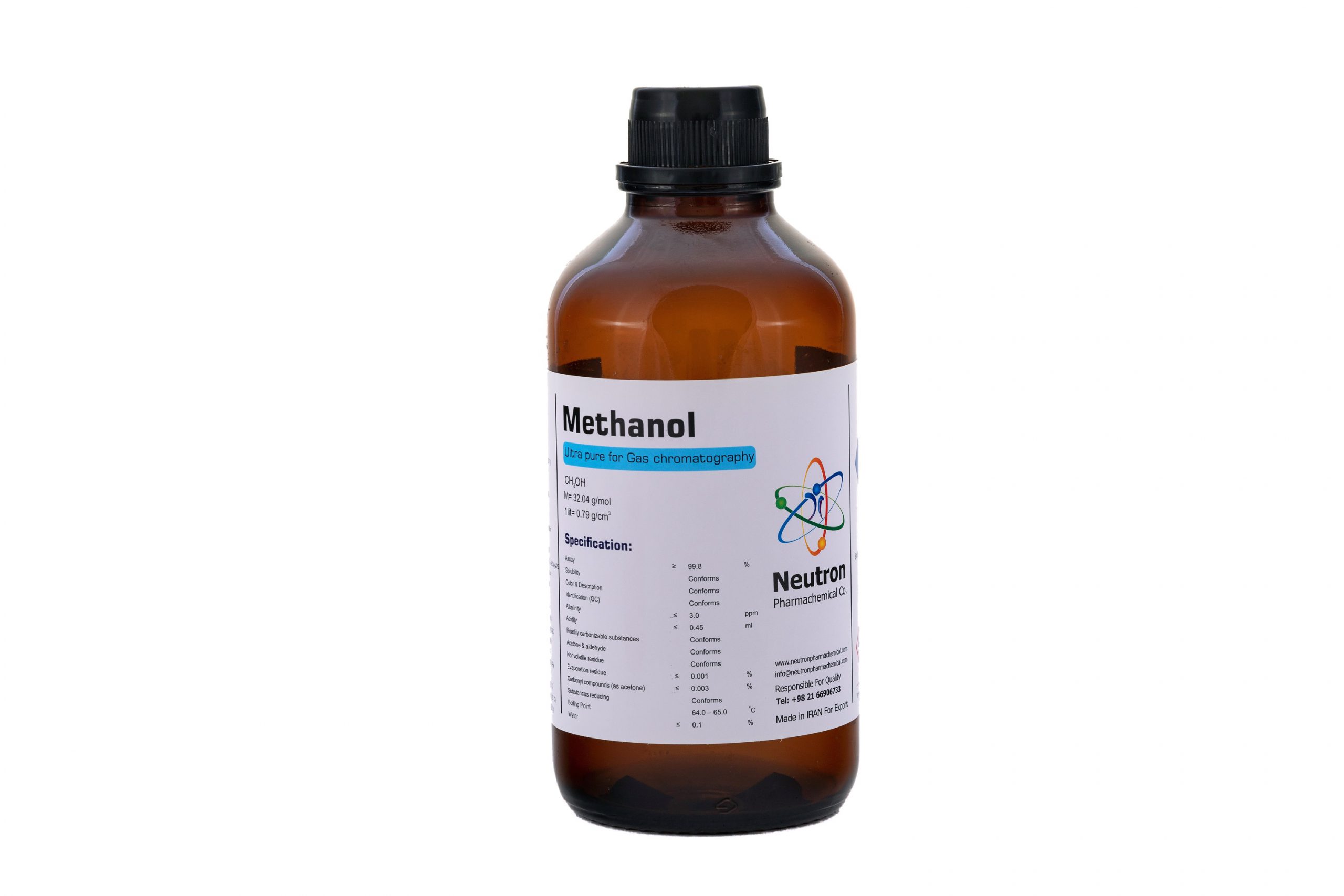 متانول 99 درصد 2.5 لیتری بطری شیشه ای گرید Extra Pure، شیمی دارویی نوترون
