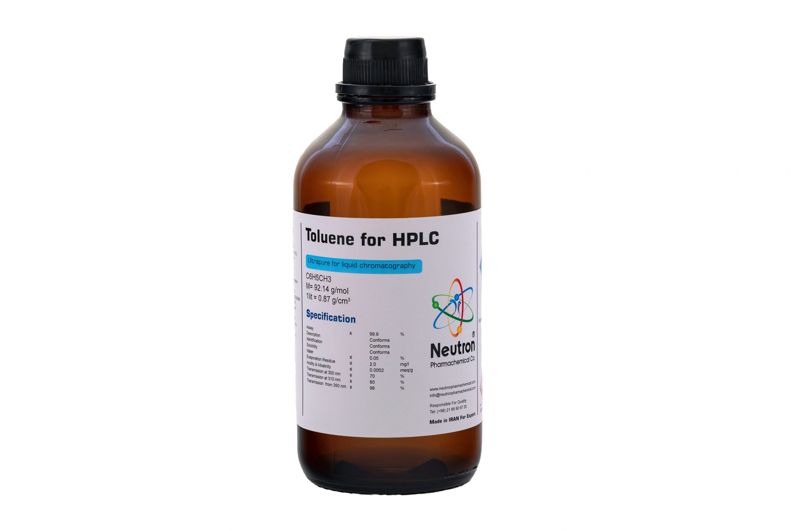 تولوئن 99.9 درصد 1 لیتری بطری شیشه ای گرید HPLC، شیمی دارویی نوترون