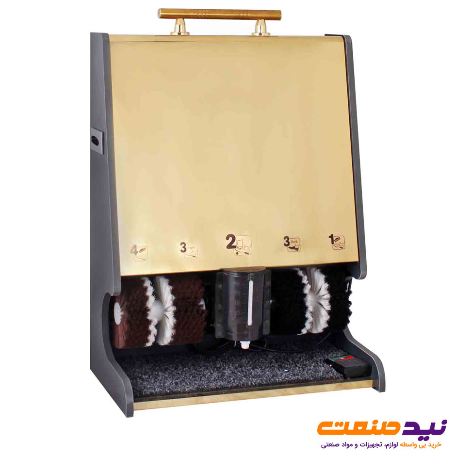 دستگاه واکس کفش استیل طلایی 4 برس 1 مخزن آنا مدل SH41G