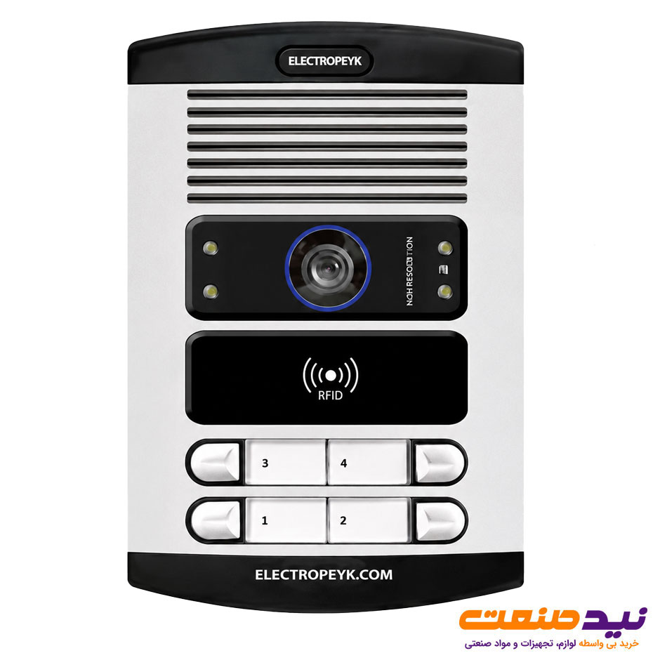 پنل آیفون تصویری 4 واحدی افقی رنگی الکتروپیک مدل RFID 1086
