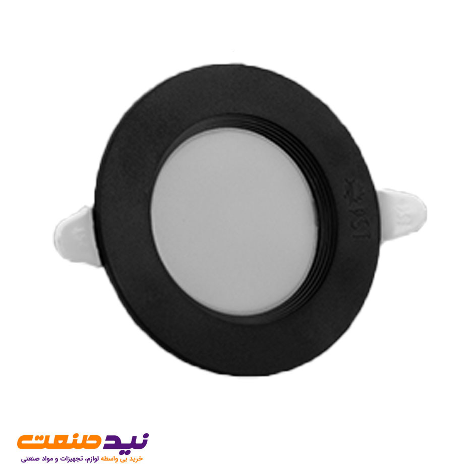 چراغ سقفی توکار سولاریس 9 وات بدنه مشکی دایره ای پارس شعاع توس