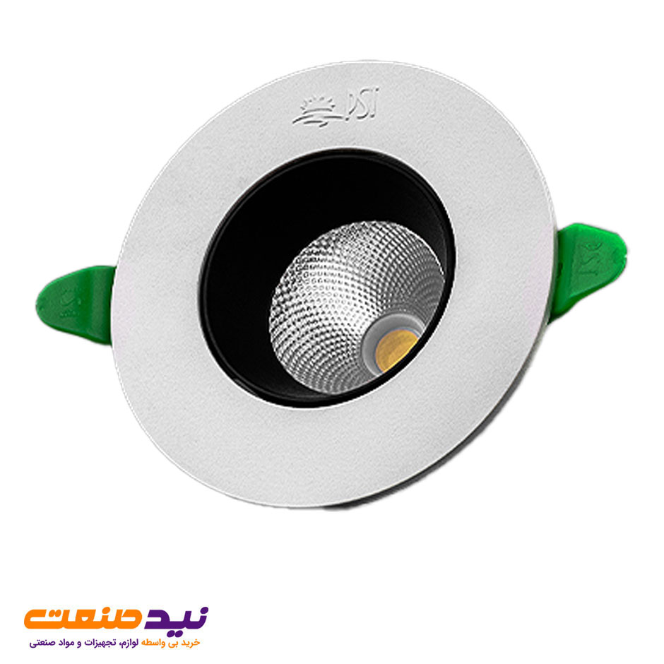 چراغ سقفی توکار دیپلایت متحرک 9 وات دایره ای COB پارس شعاع توس