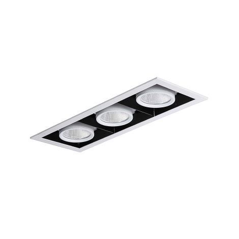 چراغ LED مولتی دانلایت سه خانه توکار 52 وات یخی با قطر 9 سانتی متر و ماژول ViVo اوربیتال مازی نور