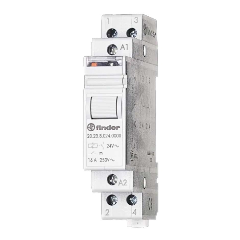 رله ضربه ای یک کنتاکت باز و یک کنتاکت بسته 24 ولت مستقیم 16 آمپر فیندر