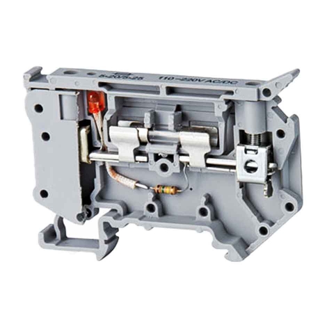 ترمینال پیچی فیوزی چراغدار 24,48VDC/AC سایز 4 رعد