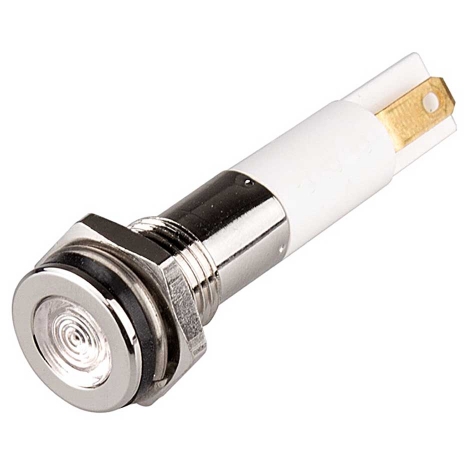چراغ سیگنال LED سفید فلزی با قطر 8 میلمتری 12 ولت DC منیکس