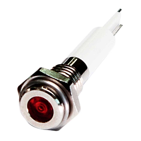 چراغ سیگنال LED قرمز فلزی 6 میلمتری 12 ولت DC منیکس
