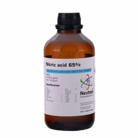 نیتریک اسید 65 درصد 2.5 لیتری بطری شیشه ای گرید Extra Pure، شیمی دارویی نوترون