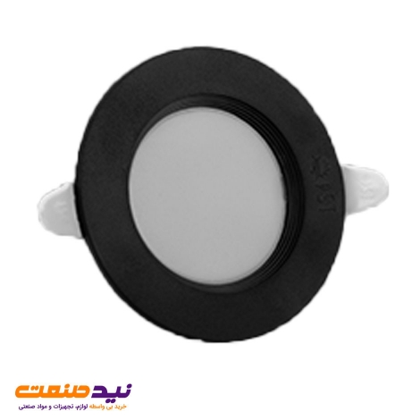 چراغ سقفی توکار سولاریس 7 وات بدنه مشکی دایره ای پارس شعاع توس