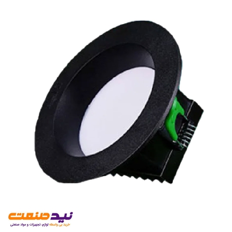 چراغ سقفی توکار دیپاریس 7 وات بدنه مشکی دایره ای پارس شعاع توس