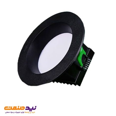 چراغ سقفی توکار دیپاریس 9 وات بدنه مشکی دایره ای پارس شعاع توس