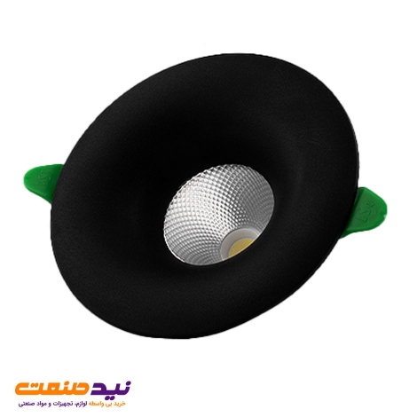 چراغ سقفی توکار آمیتریس 9 وات بدنه مشکی دایره ای COB پارس شعاع توس