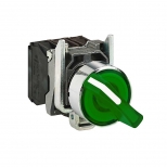 کلید سلکتوری چراغدار فلزی سبز 22 میلیمتری یک کنتاکت باز+یک کنتاکت بسته ماندگار 240 ولت AC مدل XB4 اشنایدر الکتریک